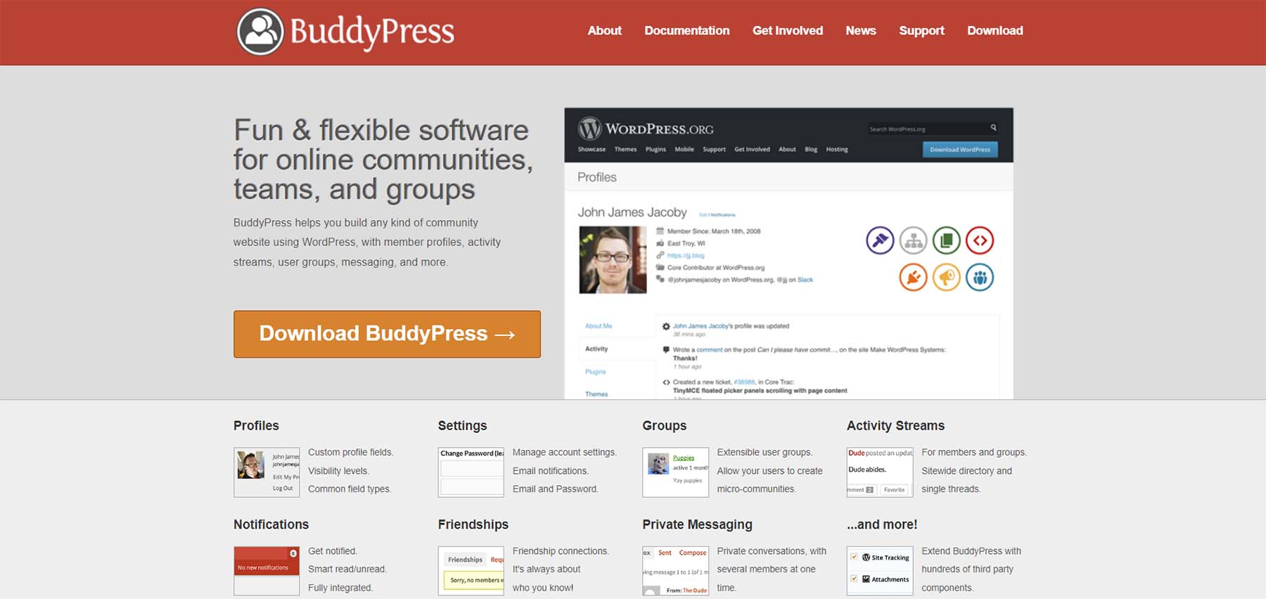 Плагин сообщества WordPress BuddyPress