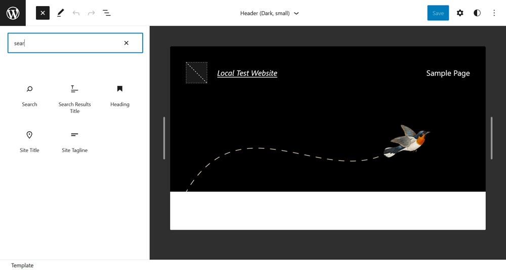 Fügen Sie der WordPress-Seitenvorlage eine Suchleiste über den Block-Inserter hinzu