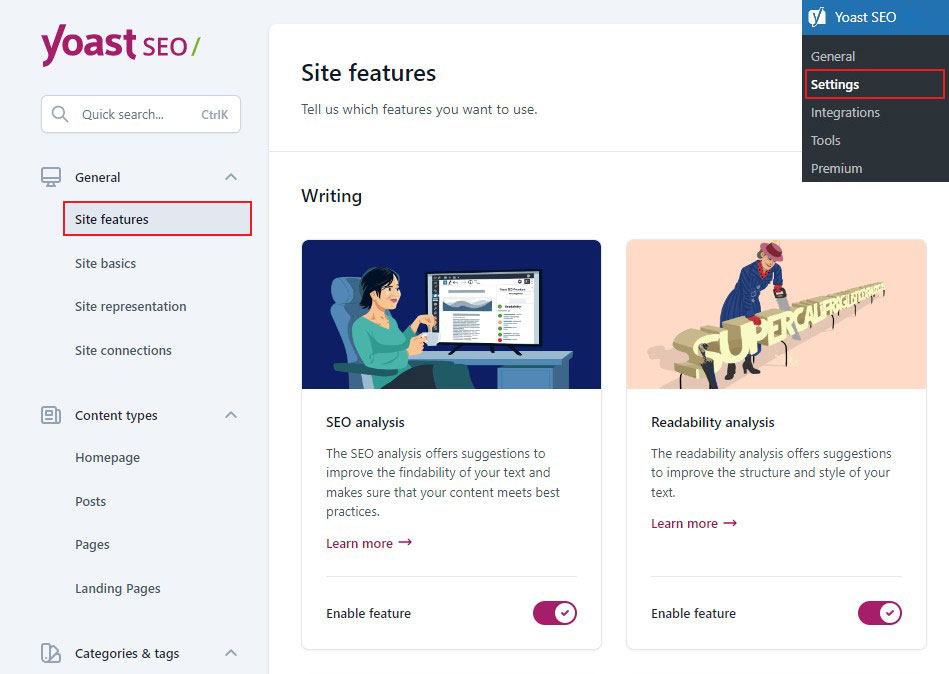 Yoast SEO サイトの機能