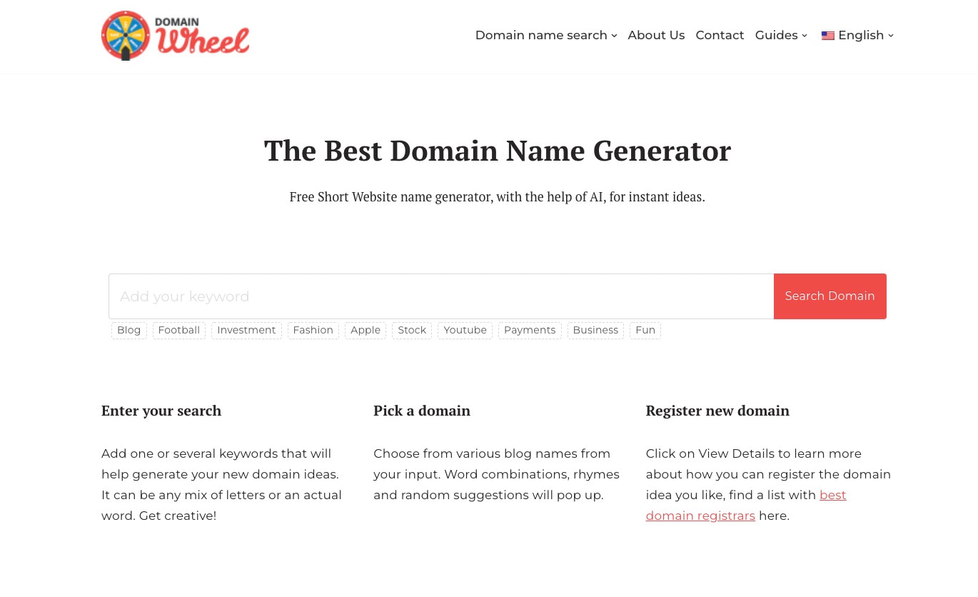 Domainnamen-Generator zum Parken von Domains