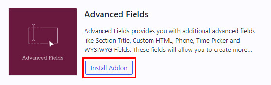 Advanced Fields アドオンのインストール