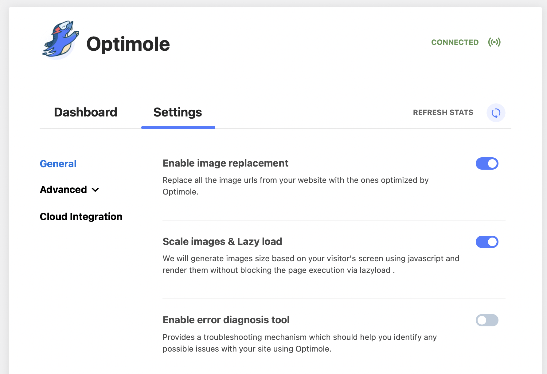 Optimole-Einstellungen