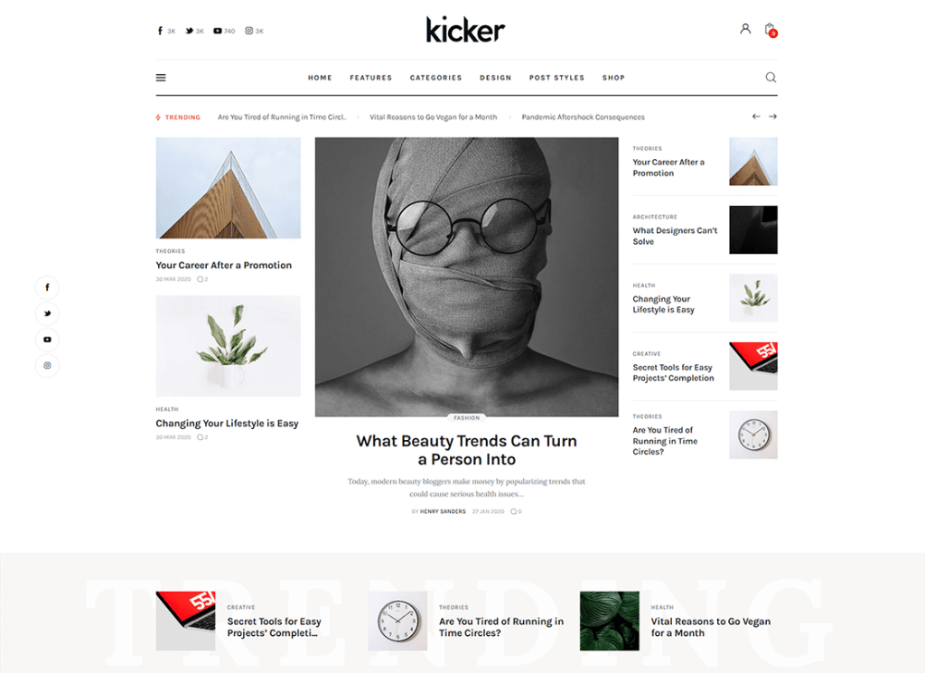 Kicker | Tema WordPress de revista de blog multiuso + Gutenberg