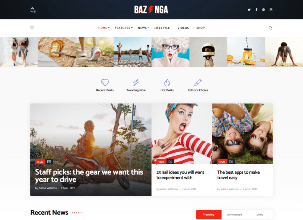 Bazinga - Modernes WordPress-Theme für Zeitschriften und virale Blogs