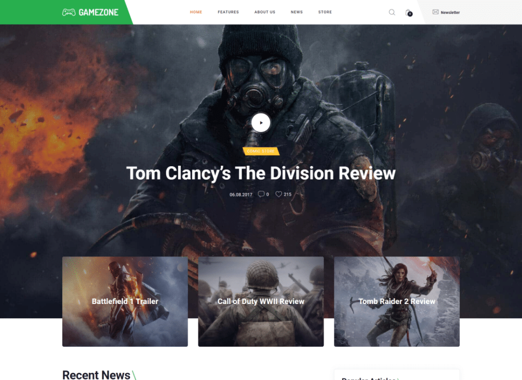 Gamezone - Videospiel-Blog & Esports Store WordPress Theme