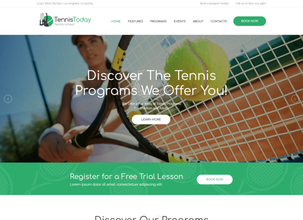 Tennis Today - Sportschule & Events WordPress Theme