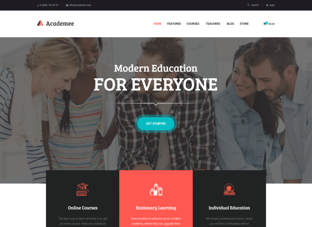 Academee - Bildungszentrum & Schulungskurse WordPress Theme