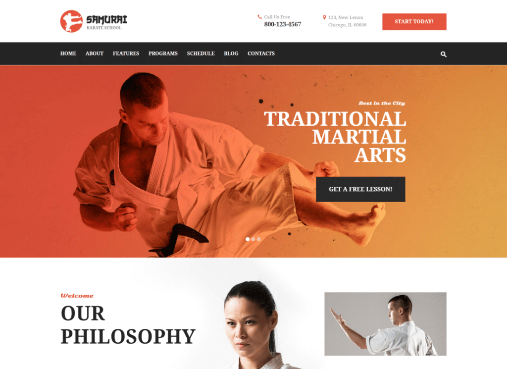 Samurai – WordPress-Thema für Karateschule und Fitnesscenter