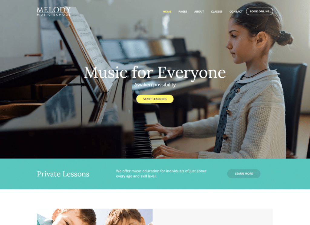 Melody - WordPress-Theme für Kunst- und Musikschulen