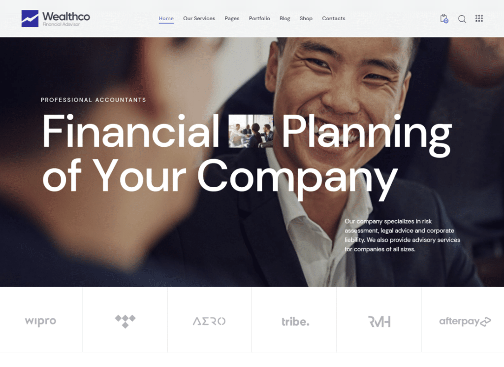 WealthCo — тема WordPress для бизнес- и финансового консалтинга