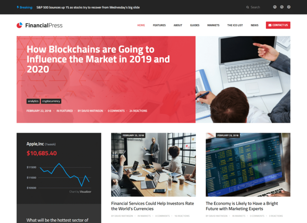 ChainPress — тема финансового блога WordPress для бизнеса