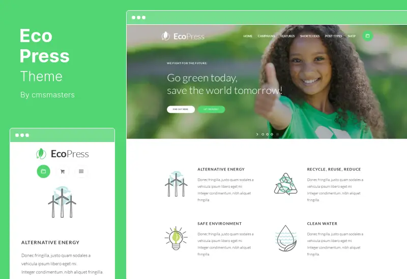 Eco Press Theme - موضوع الطبيعة والبيئة والمنظمات غير الحكومية WordPress