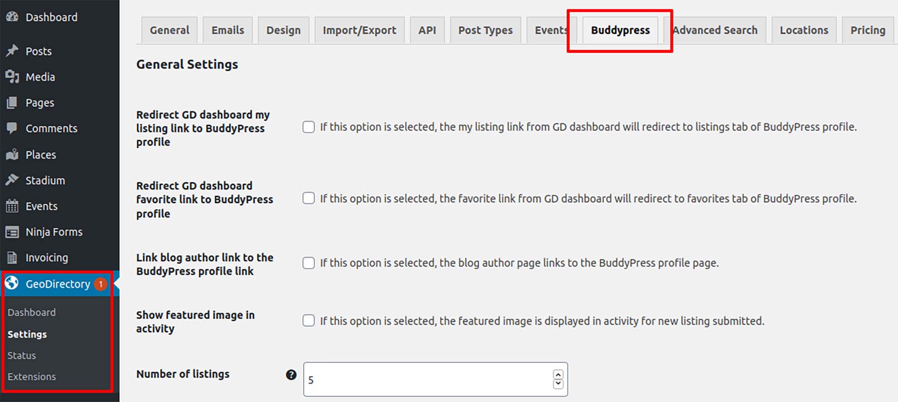 BuddyPress と GeoDirecory の統合