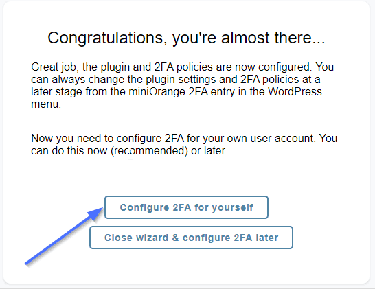 Elige configurar 2FA por ti mismo