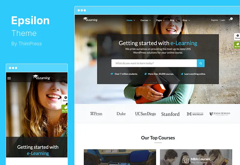 Epsilon 테마 - eLearning LMS WordPress 테마