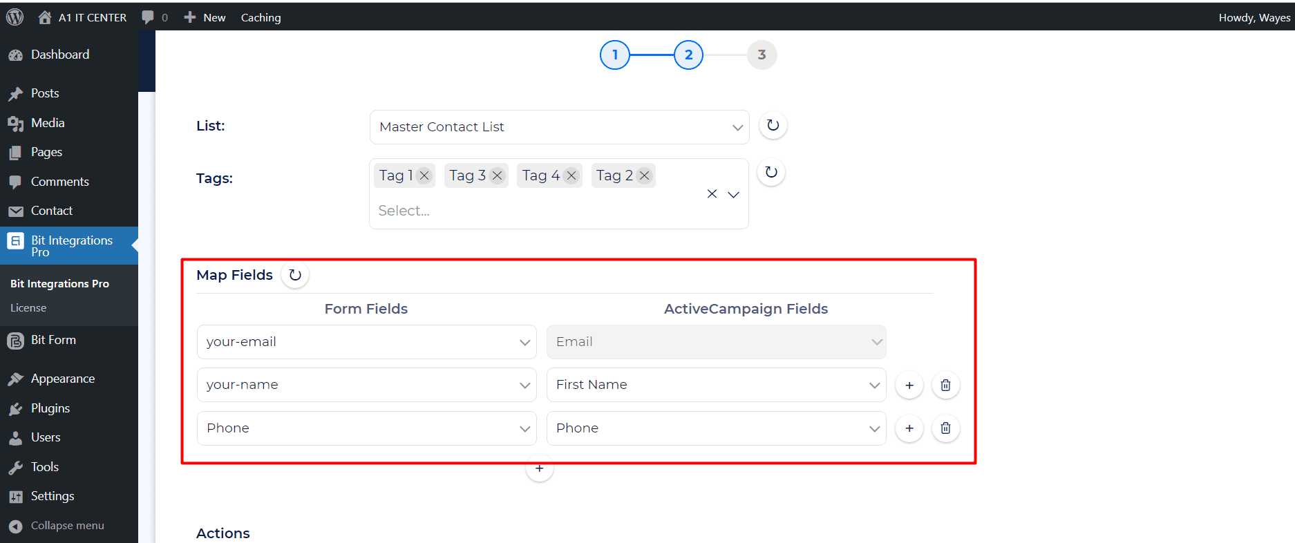 Integracje bitowe ActiveCampaign Przykład