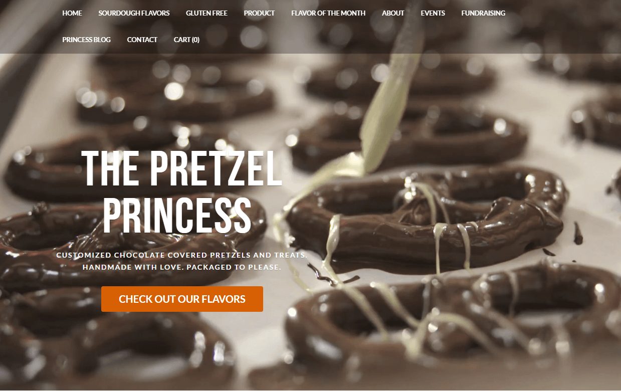 The Pretzel Princess es otro sitio impulsado por Weebly.