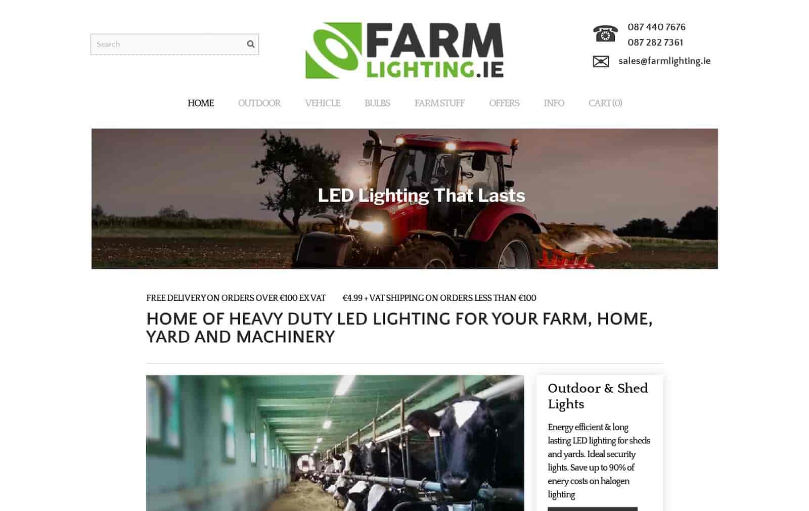 Farm Lighting es otro ejemplo de una tienda de comercio electrónico que vende productos físicos y usa Weebly para potenciar el sitio.