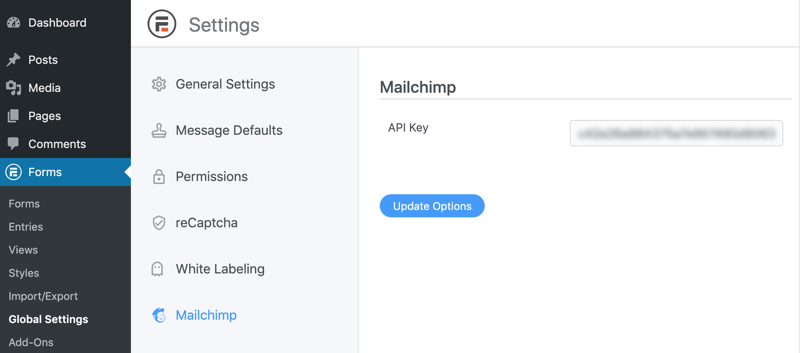 Clé API Mailchimp