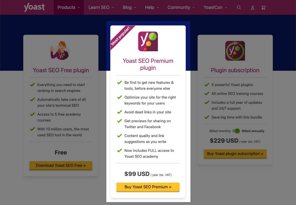 Yoast SEO 插件定价