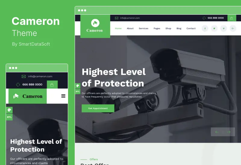 Cameron Theme - Hausautomation, CCTV & Sicherheit WordPress Theme