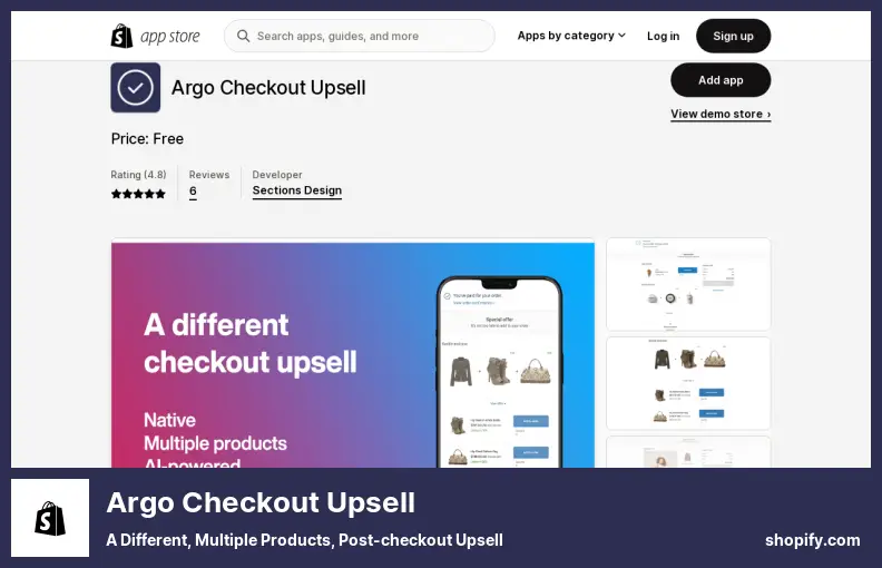 Argo Checkout Upsell - 一种不同的、多种产品的结帐后追加销售