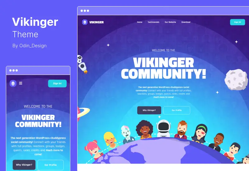 Vikinger 主题 - BuddyPress 和 GamiPress 社交社区 WordPress 主题