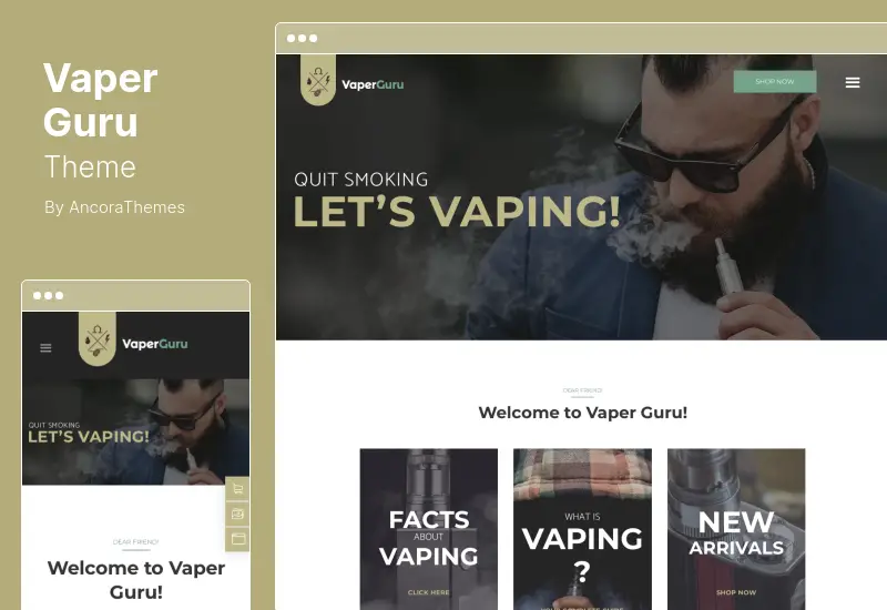 VaperGuru 主题 - Vapers 社区和香烟店 WordPress 主题