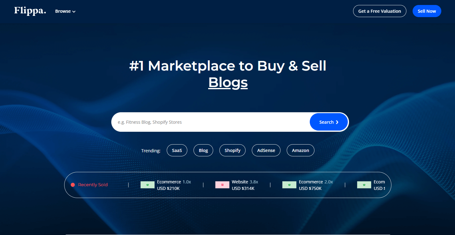 Flippa est un énorme marché de sites Web qui propose également des services de courtage.