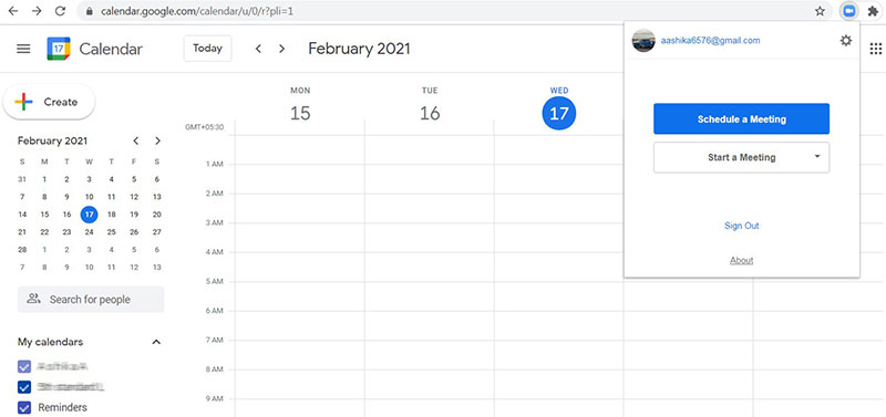 estensione dello scheduler di zoom per il calendario di google