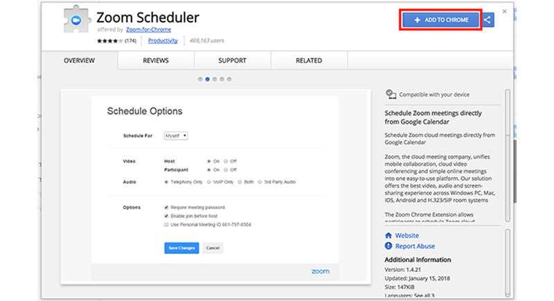 estensione dello scheduler dello zoom