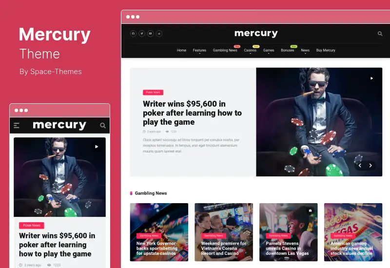 Tema Mercury - Tema WordPress di affiliazione, casinò, gioco d'azzardo, recensioni e notizie