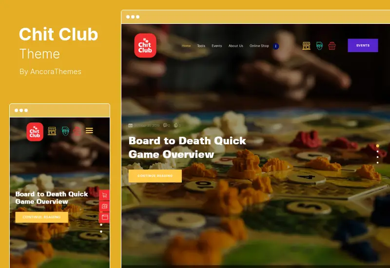 Tema Chit Club - Club di giochi da tavolo e tema WordPress Anticafe