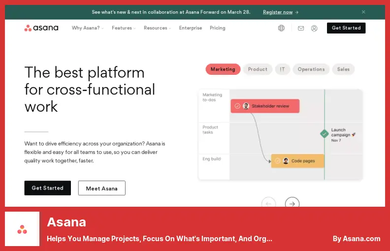 Asana - プロジェクトを管理し、重要なことに集中し、仕事を整理するのに役立ちます