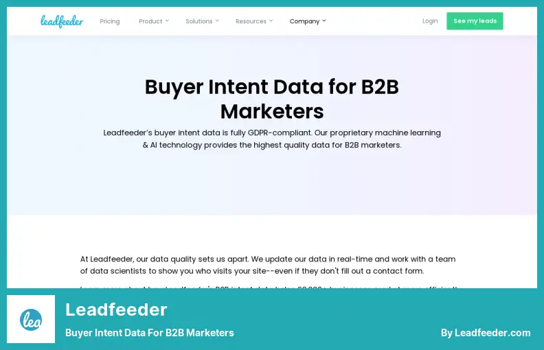 Leadfeeder - B2B マーケター向けの購入者の意図データ