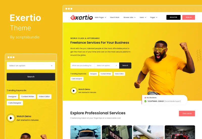 Tema Exertio - Tema WordPress per marketplace freelance