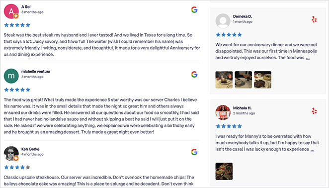 Smash Balloon reviews feed example