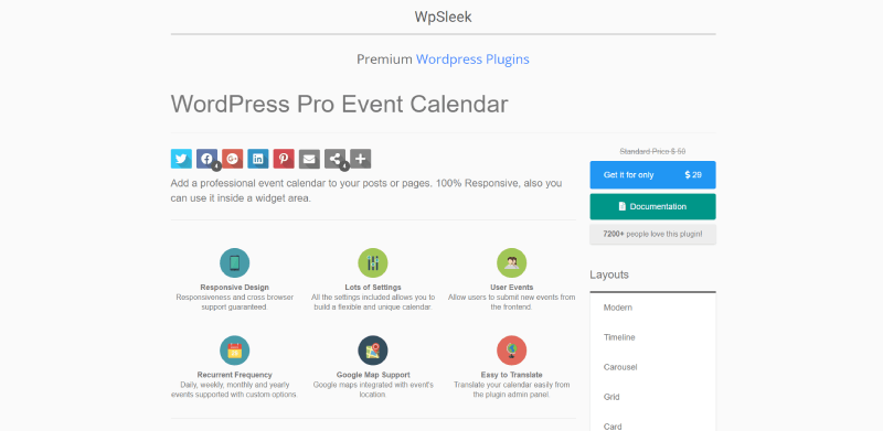 WordPress Pro 活动日历截图