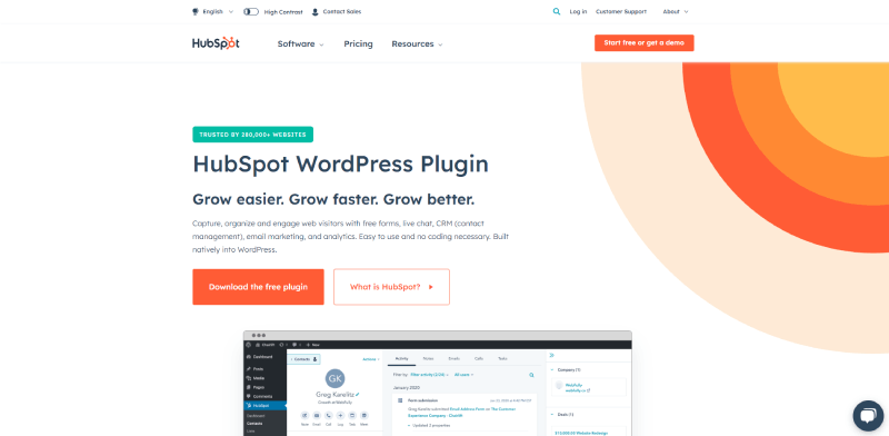 HubSpot WordPress 插件截图