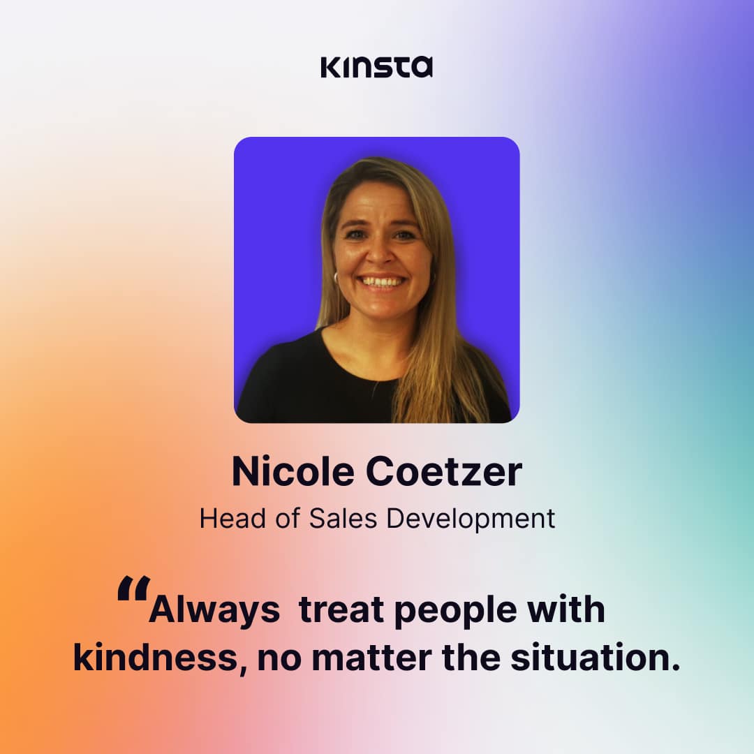 Kinsta 销售开发主管 Nicole Coetzer