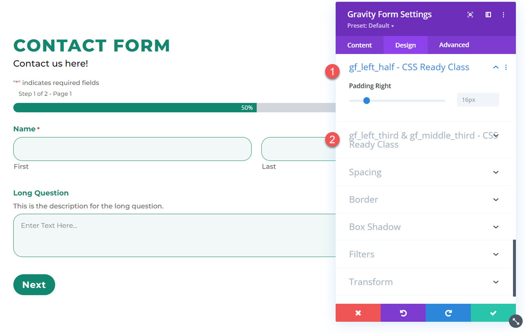 Divi Plugin Highlight Divi Gravity Forms CSS Ready Class