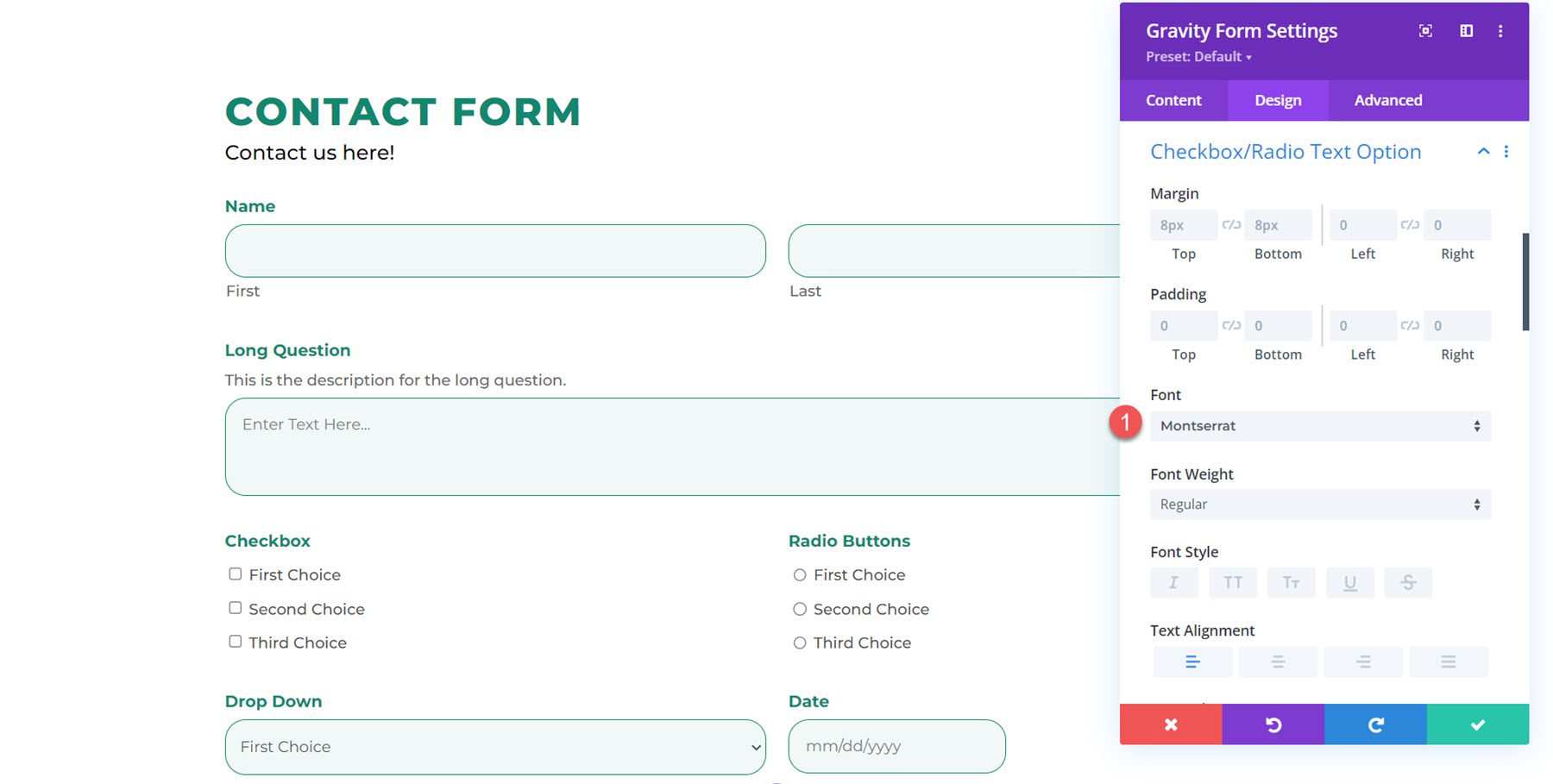 Divi Plugin Zaznacz pole wyboru Divi Gravity Forms