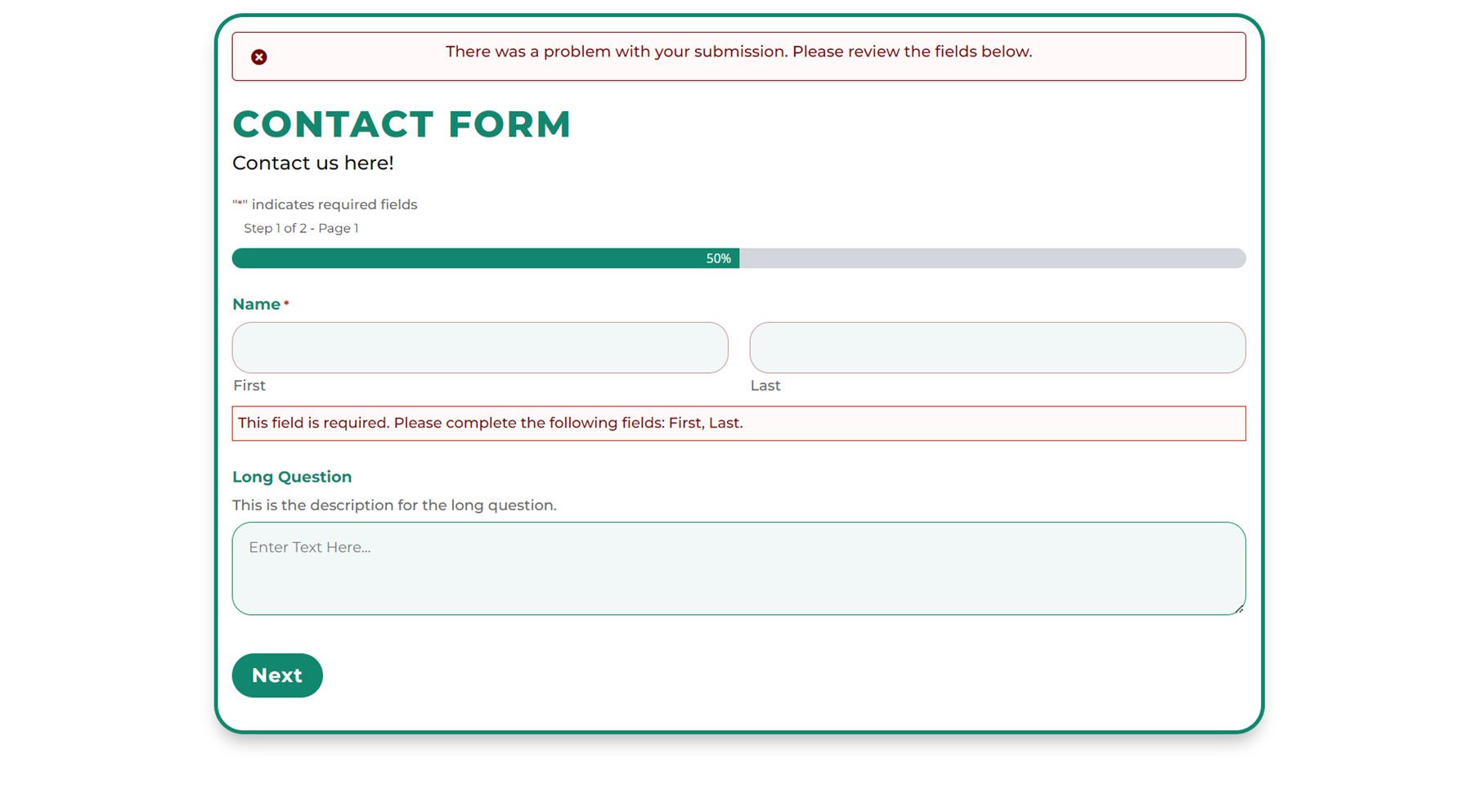 Divi Plugin Highlight Divi Gravity Forms Komunikat o błędzie sprawdzania poprawności formularzy