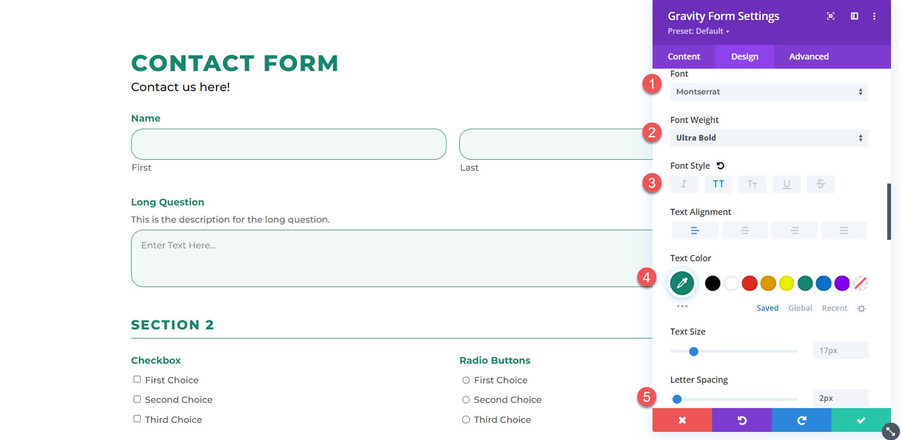 Divi Plugin Podświetl Divi Gravity Forms Sekcja Tytuł pola