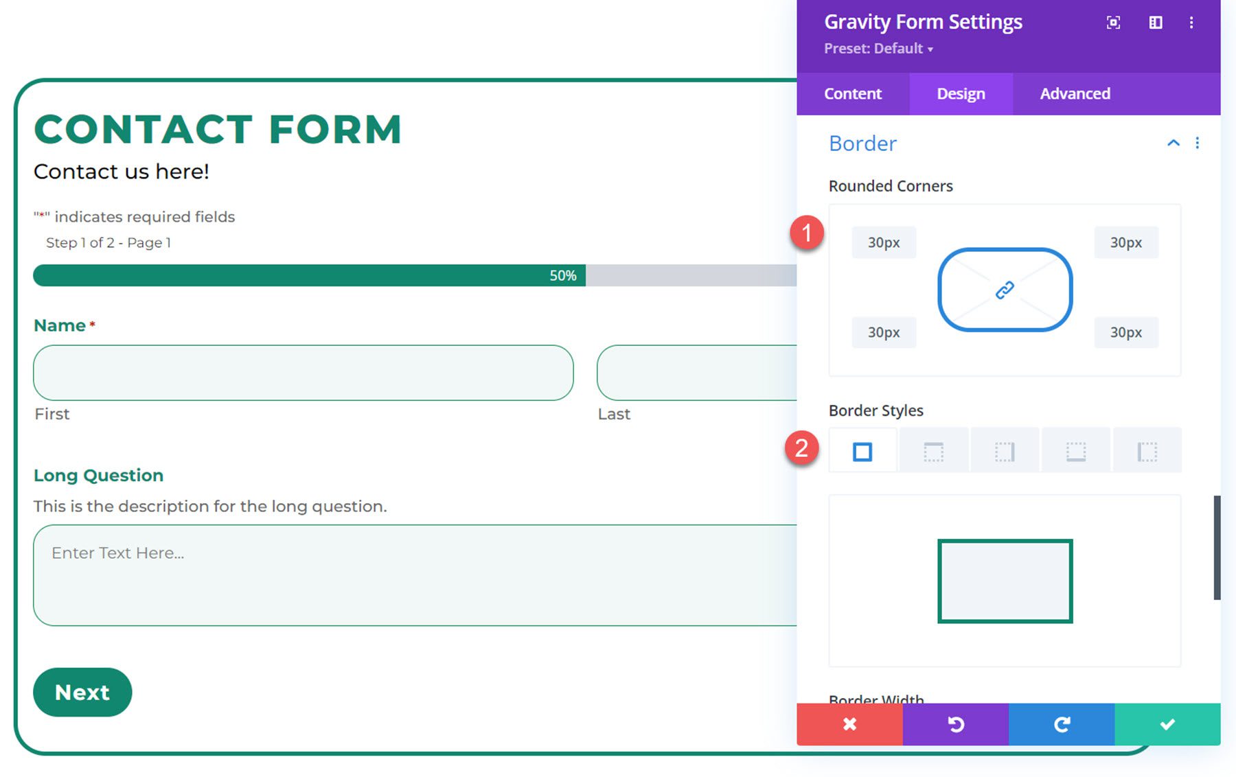 Divi Plugin Podświetl Divi Gravity Forms Border