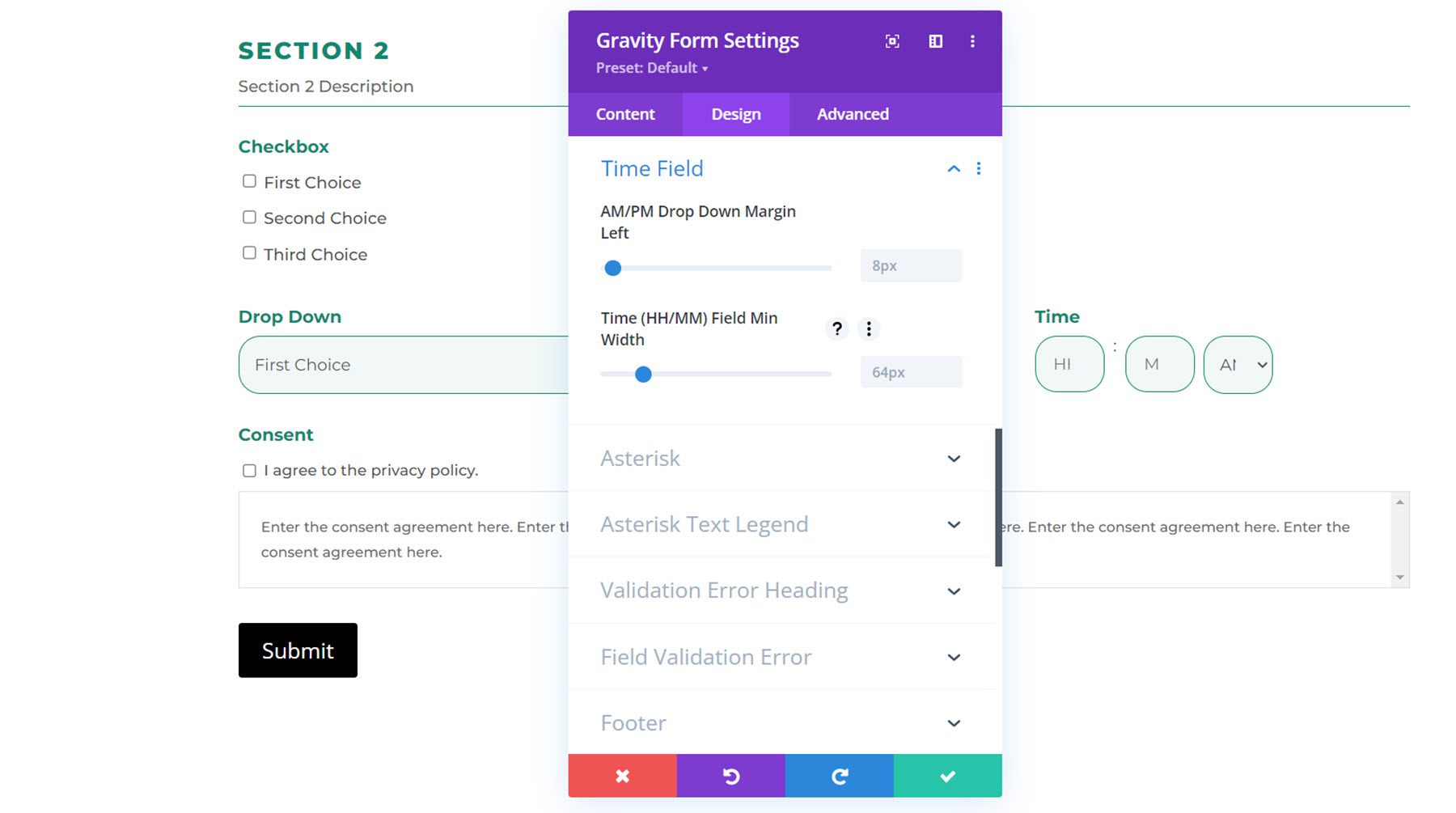 Divi Plugin Podświetl Divi Gravity Forms Czas