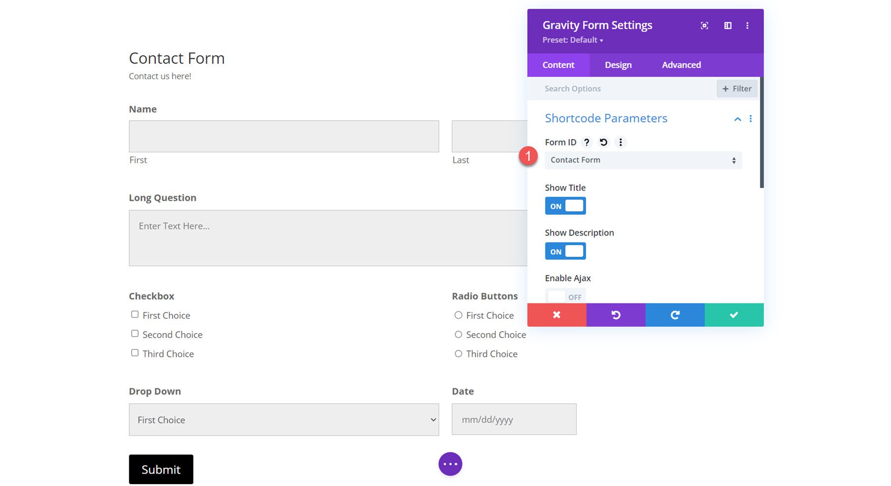 Divi Plugin Highlight Divi Gravity Forms Identyfikator formularza