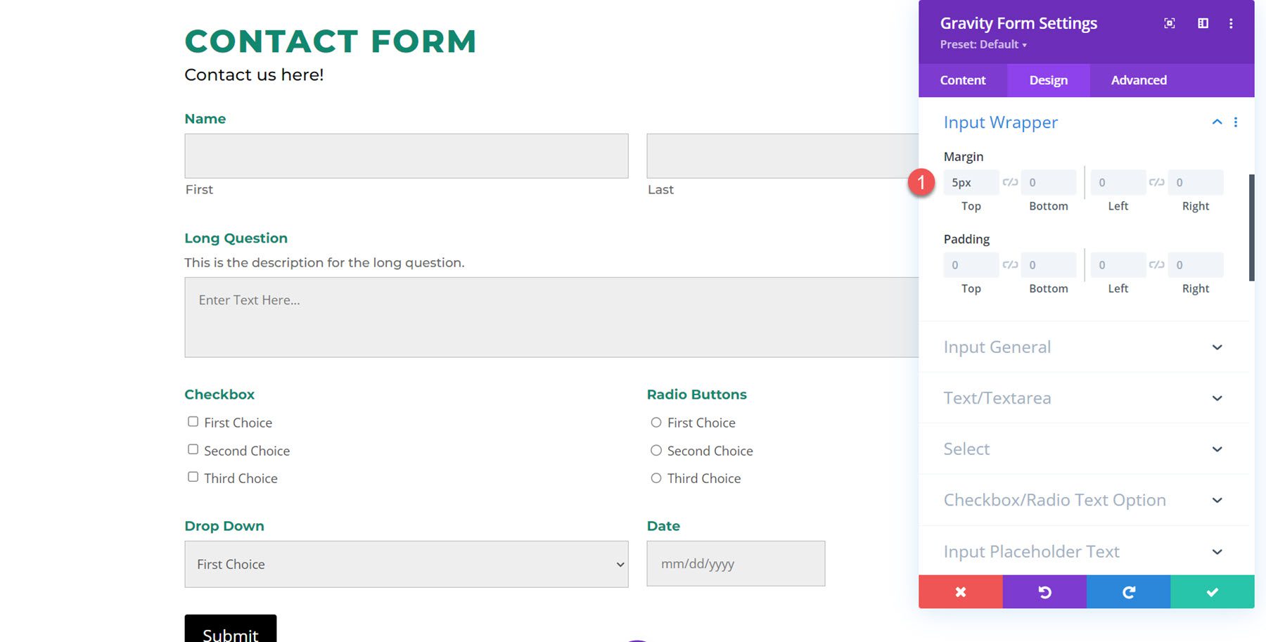 Divi Plugin Podświetl Divi Gravity Forms Input