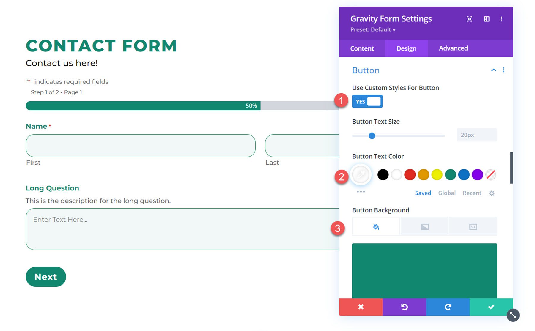 Divi Plugin Podświetl przycisk Divi Gravity Forms