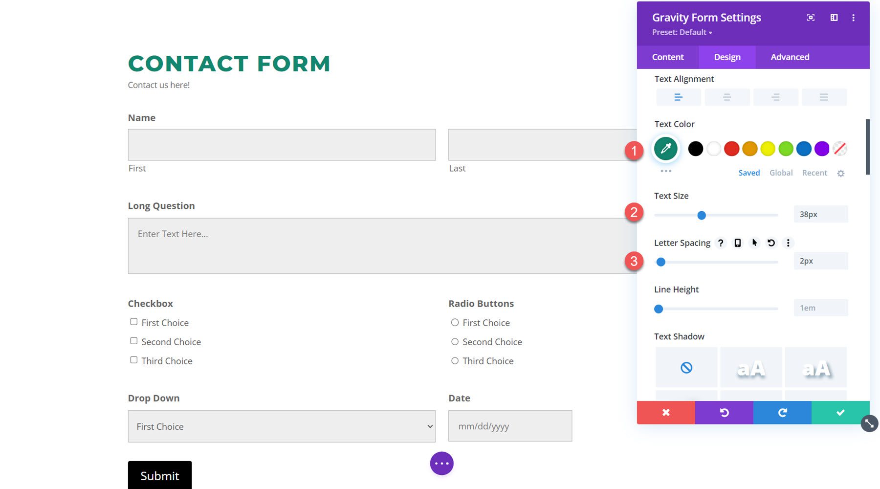 Divi Plugin Podświetl Divi Gravity Forms Tekst tytułu